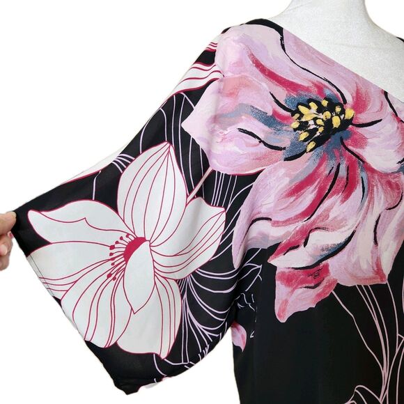 White House Black Market Magnolia Floral Kimono Sleeve V-Neck Blouse Small - Picture 5 of 11